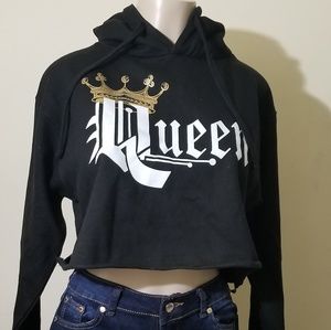 NWOT- Queen crop hoodie